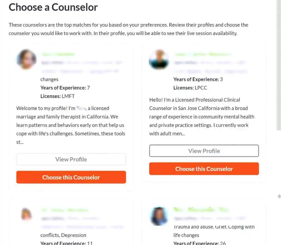 Choosing a Counselor at Betterhelp