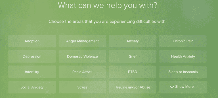 online-therapy signup process on site